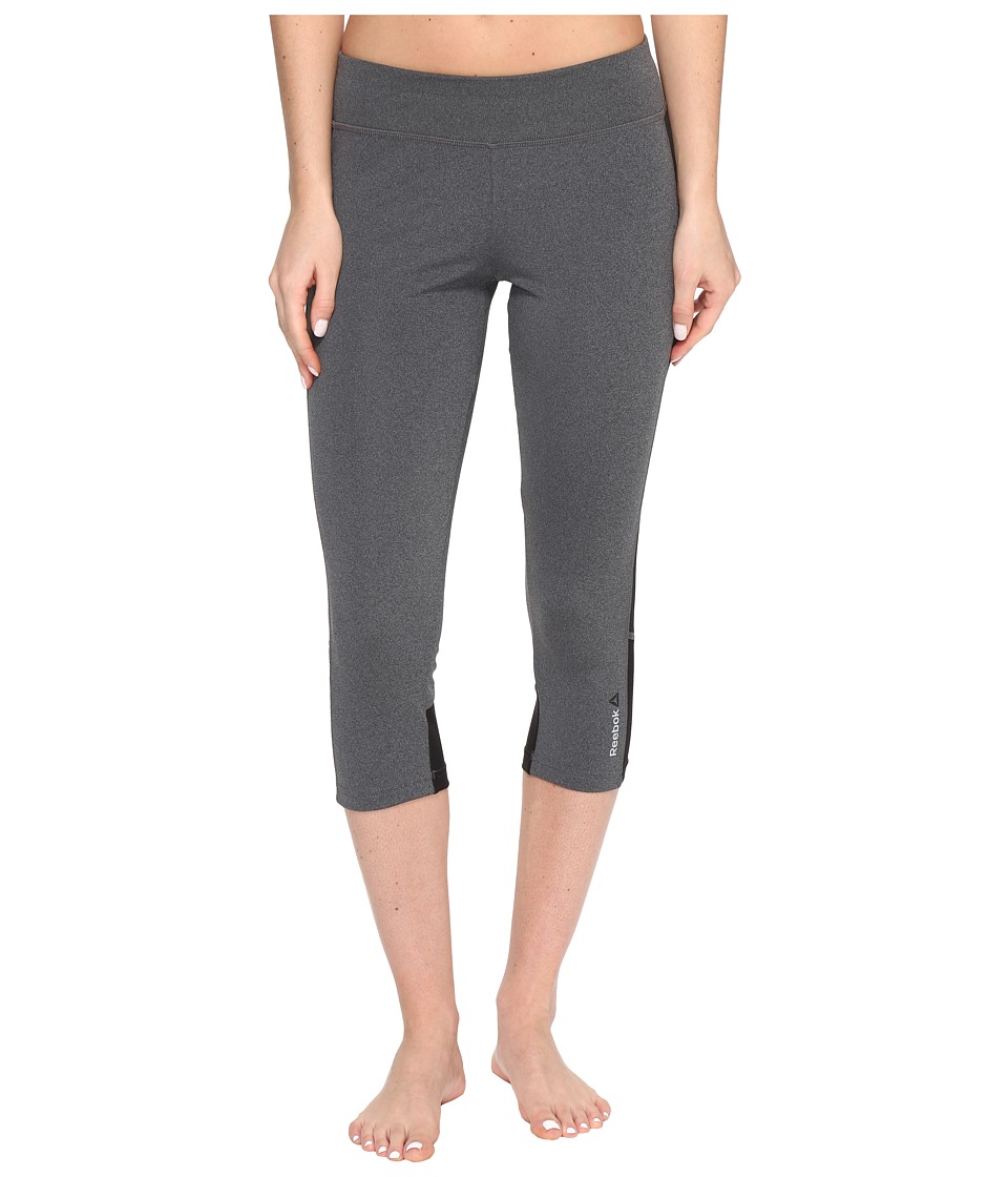 Reebok Workout Ready Capris Colored Block (Dark Grey Heather) Women