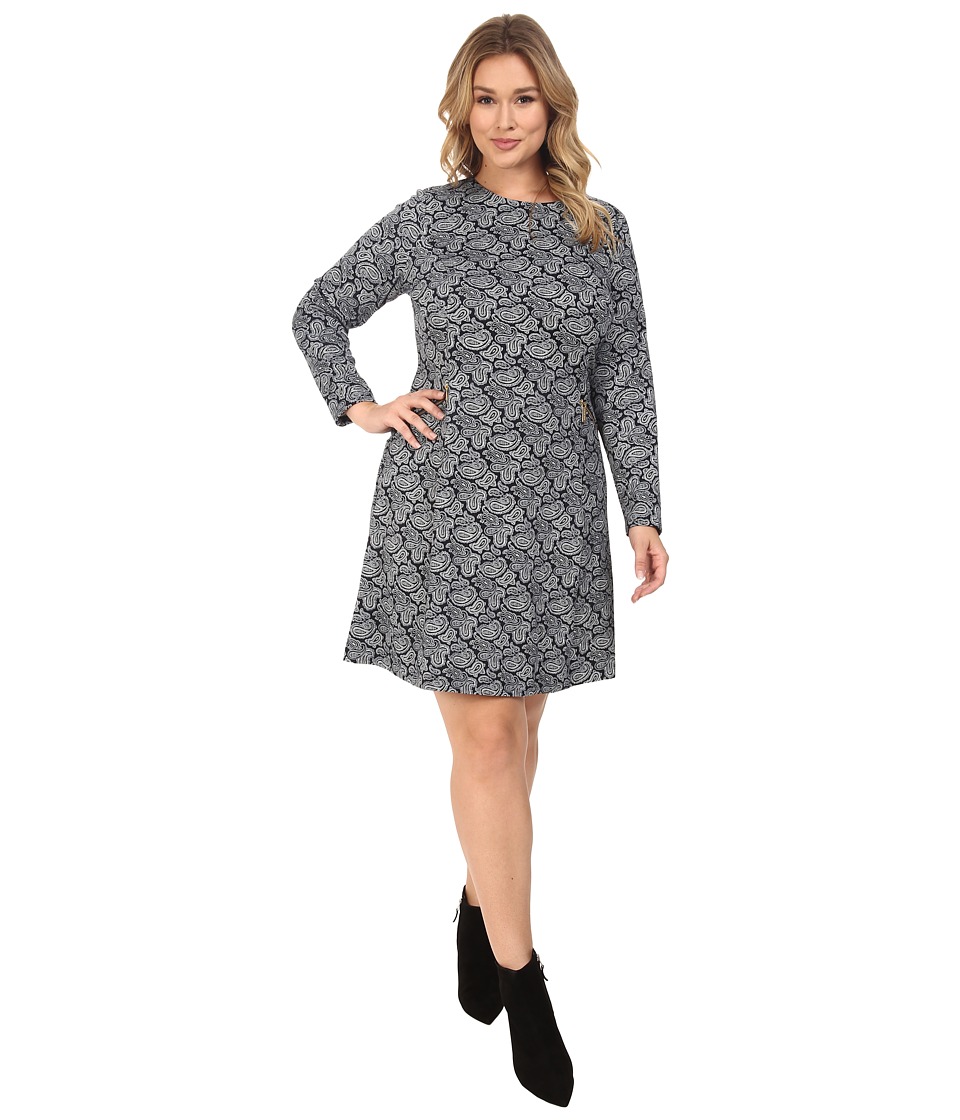 MICHAEL Michael Kors Plus Size Woodbrook Zip Seam Flare Dress (New Navy) Women
