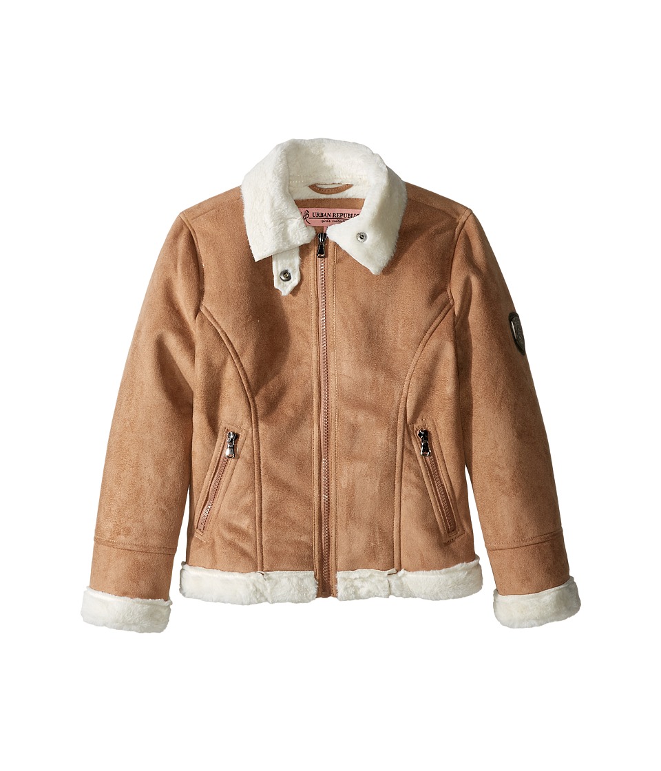 Urban Republic Kids Ultra Suede Faux Shearling Jacket (Little Kids) (Caramel) Girl