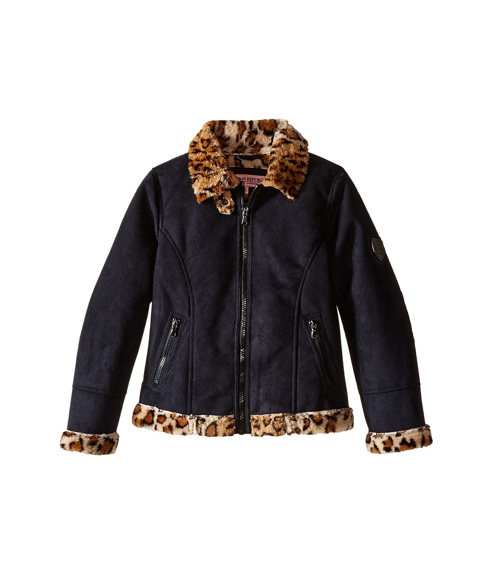 Urban Republic Kids Ultra Suede Faux Shearling Jacket (Little Kids) (Black) Girl
