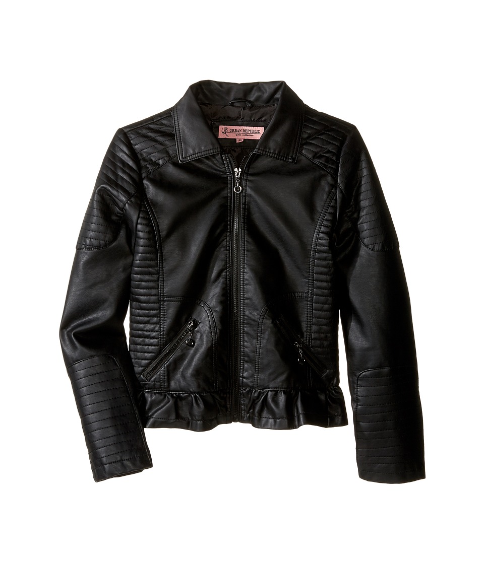 Urban Republic Kids Distressed Faux Leather Jacket (Little Kids/Big Kids) (Black 2) Girl