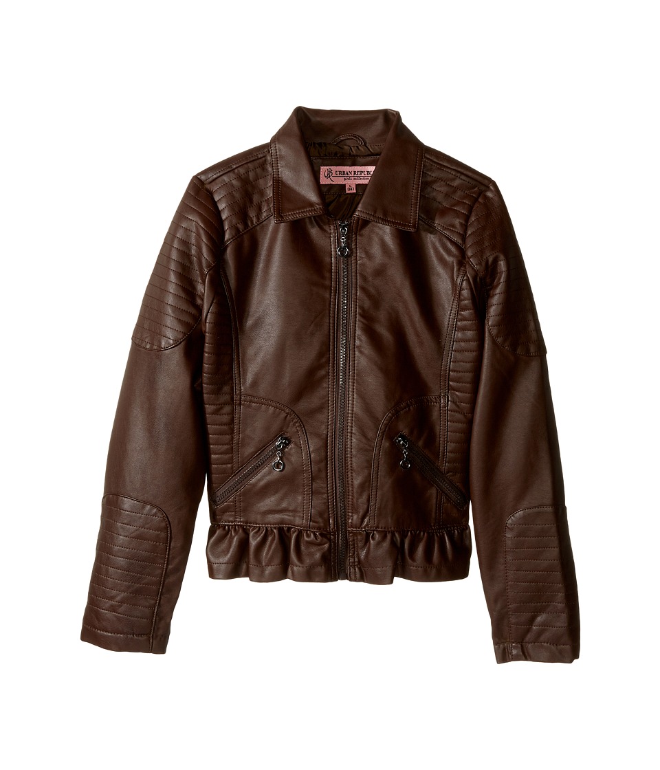 Urban Republic Kids Distressed Faux Leather Jacket (Little Kids/Big Kids) (Espresso) Girl