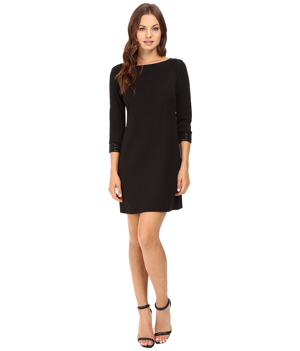 Vince Camuto 3/4 Sleeve Shift Dress with Embellished Cuffs (Black) Women