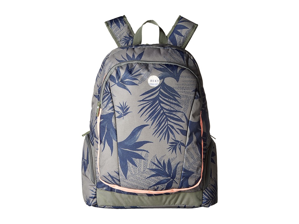 Roxy - Alright Printed Backpack (Indo Floral Combo/Dusty Olive) Backpack Bags