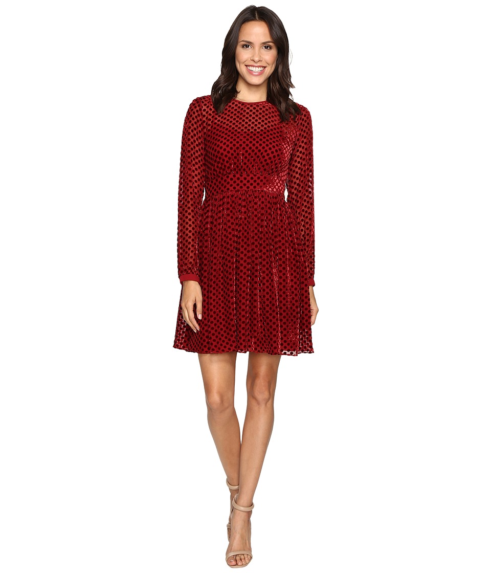 MICHAEL Michael Kors Carroll Dot Velvet Dress (Cinnabar) Women