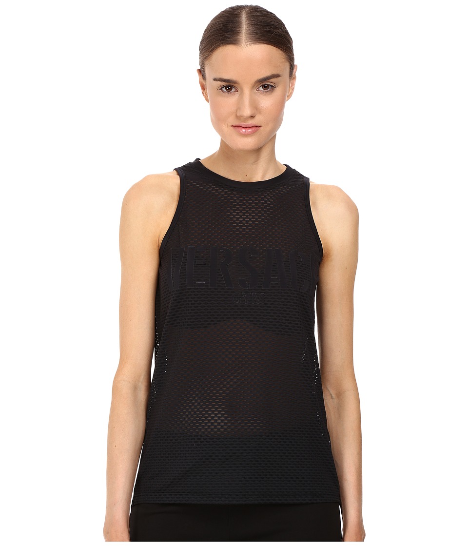 Versace Sleeveless Mesh Logo Tee (Nero) Women