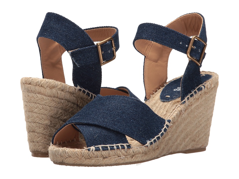 Soludos Crisscross Wedge (Dark Denim Cotton Denim) Women