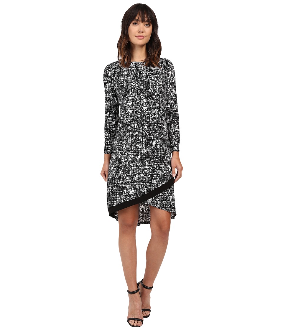 Ellen Tracy Crossover Hem Dress (Texture E-Black) Women