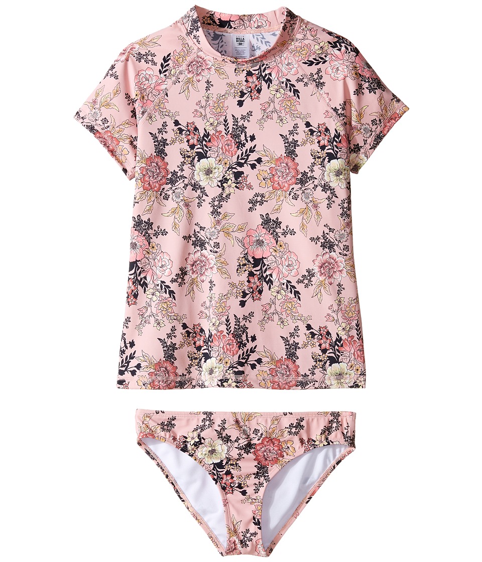 Billabong Kids Beach Beauty Short Sleeve Rashguard Set (Little Kids/Big Kids) (Dusty Rose) Girl