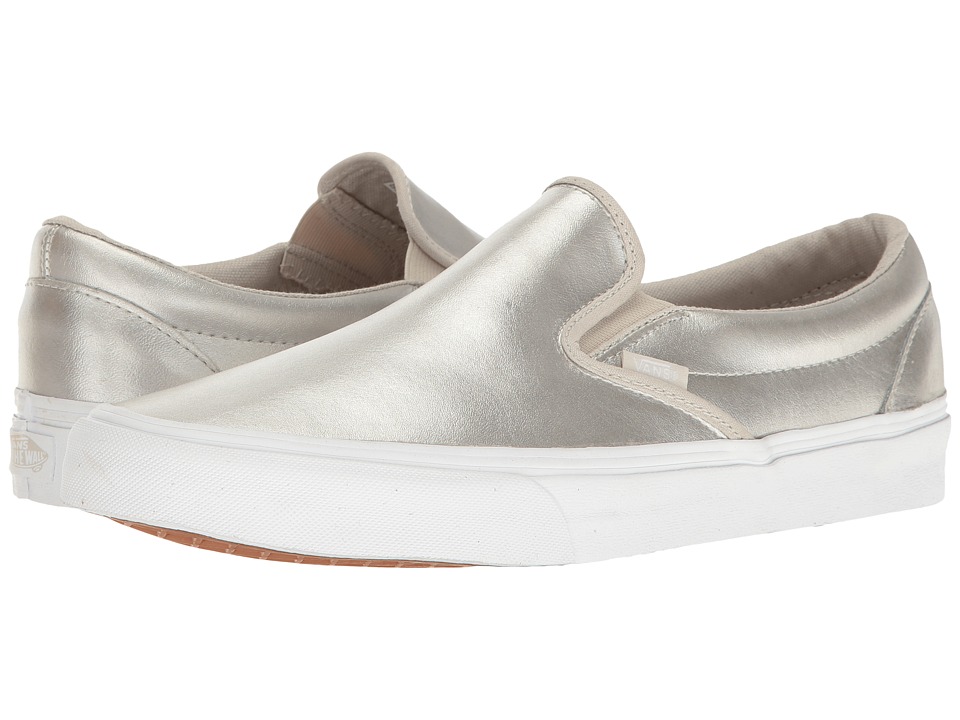 Vans Classic Slip-On ((Metallic) Silver/True White 2) Skate Shoes