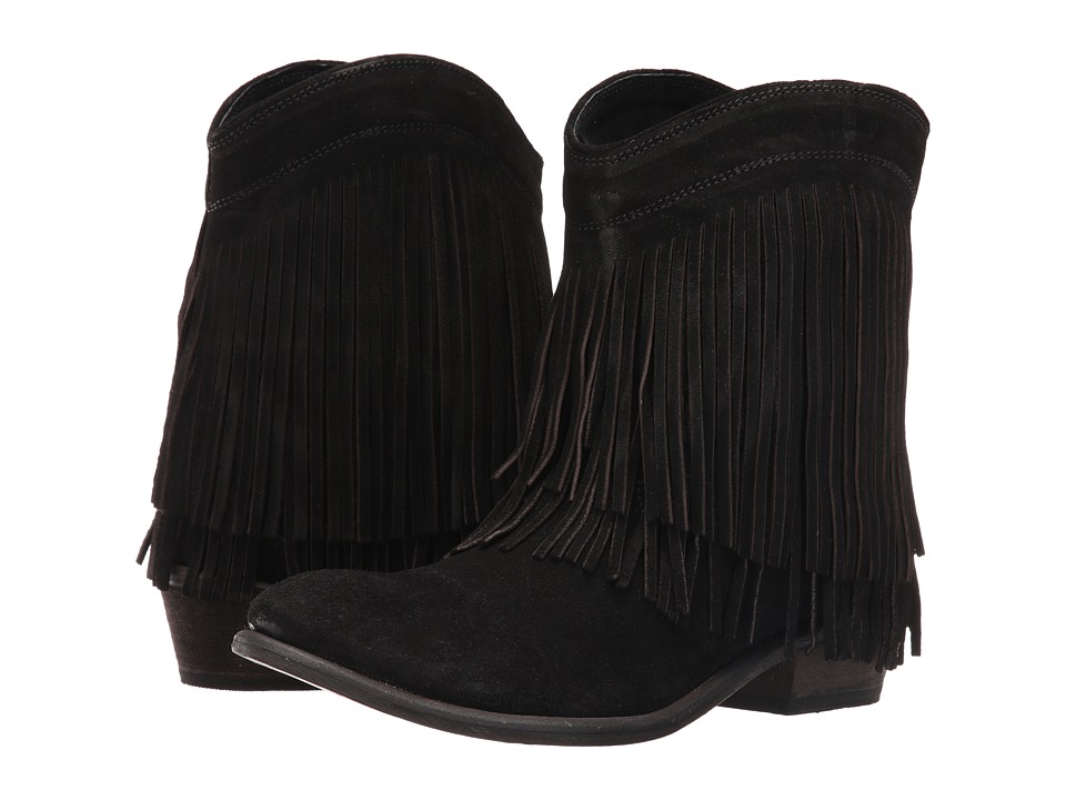 Roper Fringe Shorty (Black Suede) Cowboy Boots