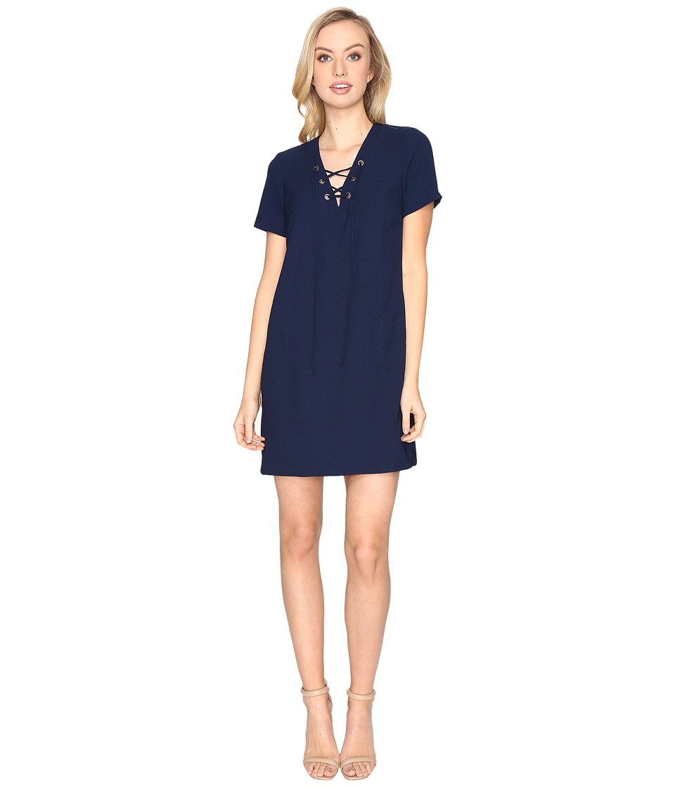 CATHERINE Catherine Malandrino Short Sleeve Lace-Up Dress (Georgian Navy) Women