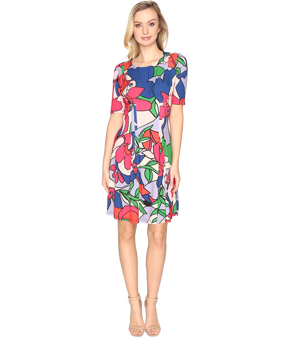 CATHERINE Catherine Malandrino Wide Neck Inverted Pleat Dress (Fractal Floral) Women