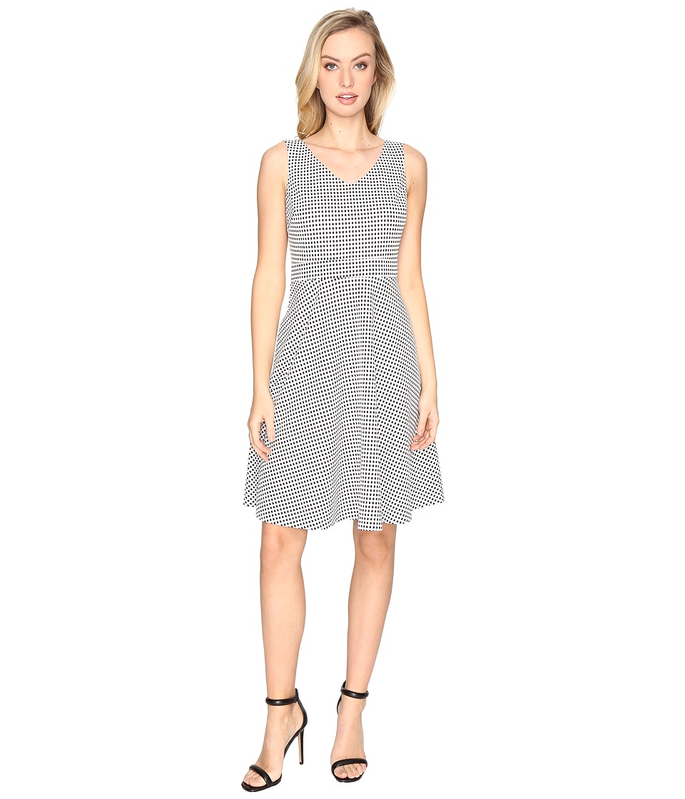 CATHERINE Catherine Malandrino Check Jacquard Sleeveless Fit Flare Dress (Black/White) Women