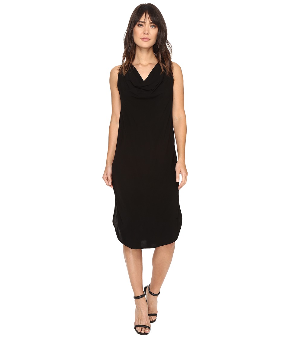Michael Stars Modern Rayon Draped Dress w/ Back Tie (Black) Women