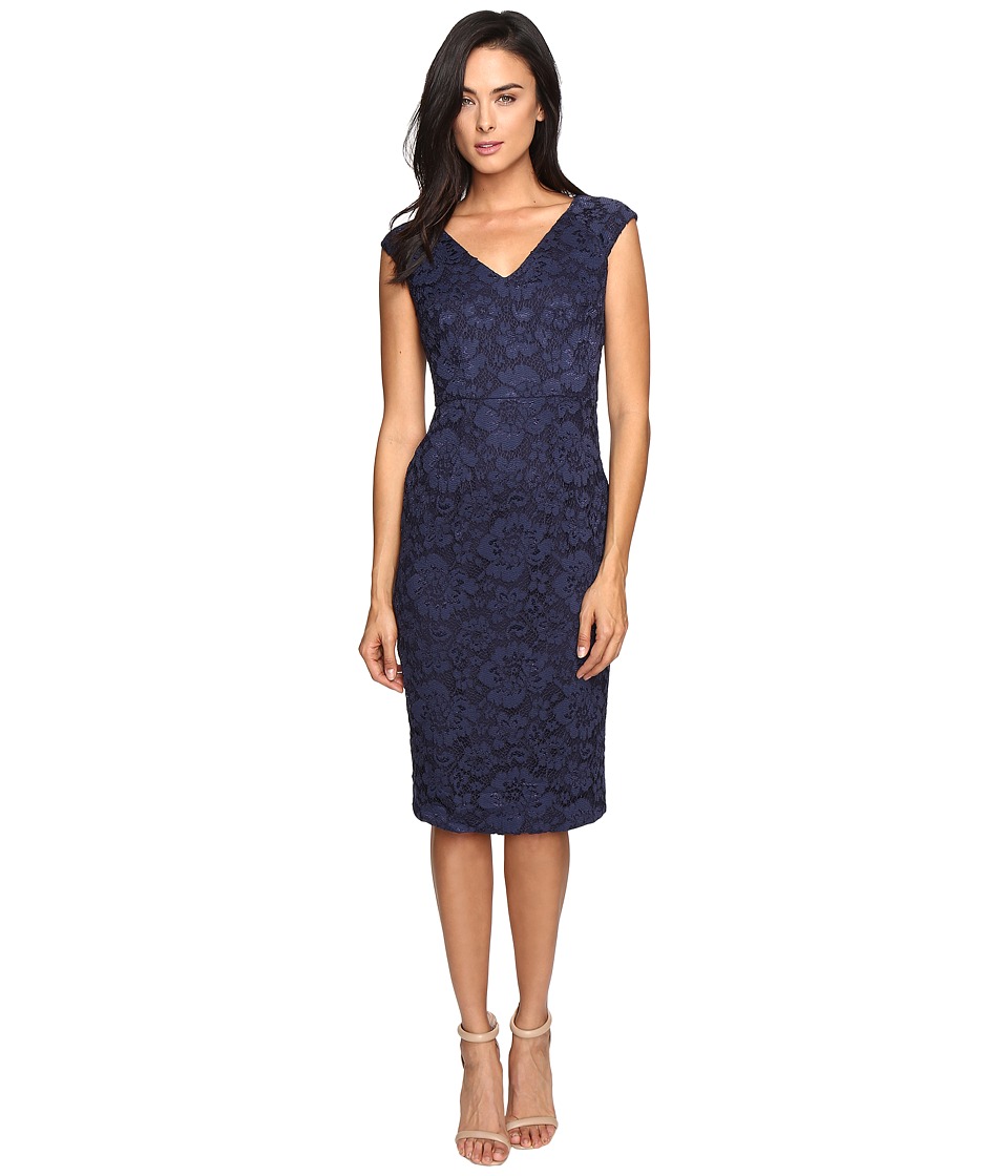 Maggy London Rose Garden Lace Sheath (Navy) Women