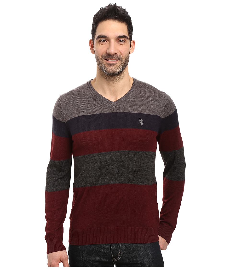 U.S. POLO ASSN. Stripe Vee Acrylic (Granite Heather) Men