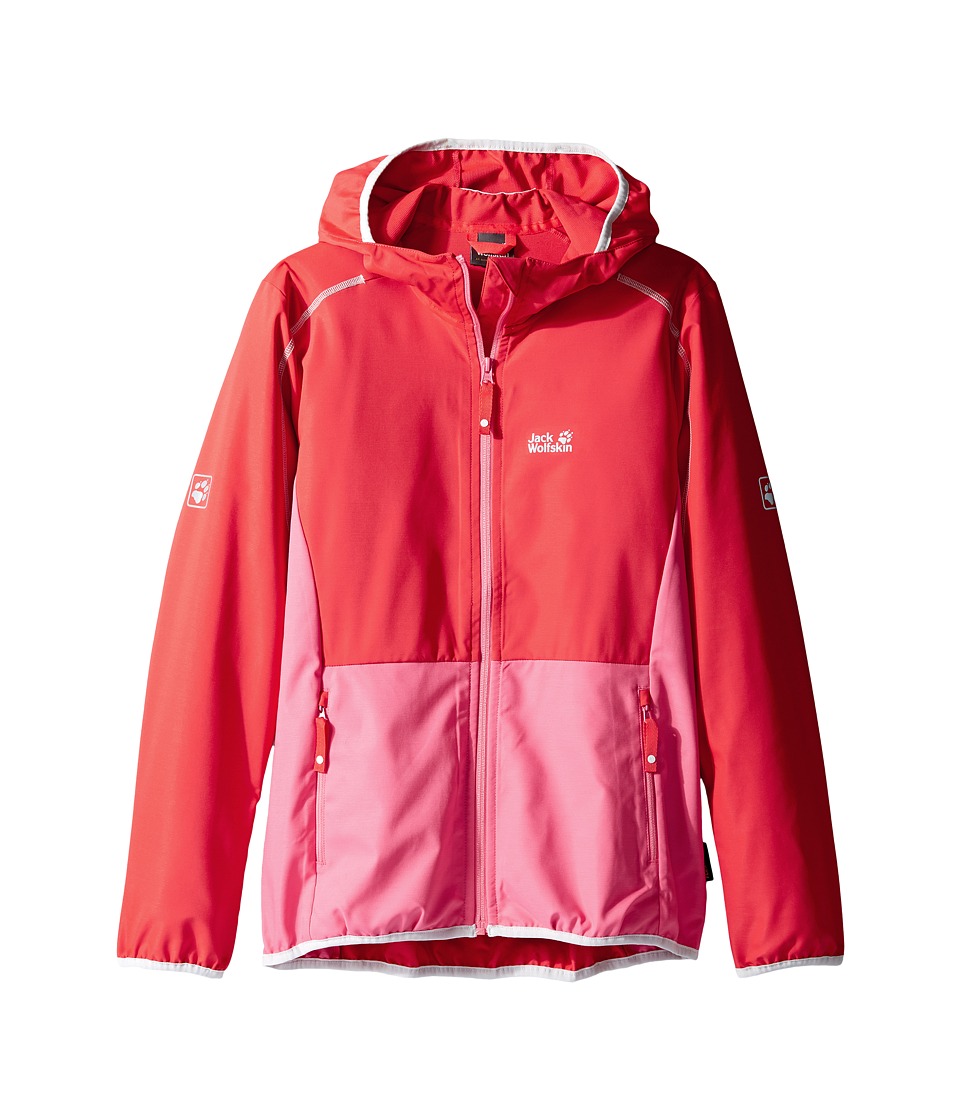 Jack Wolfskin Kids Turbulence Softshell Jacket (Little Kids/Big Kids) (Hibiscus Red) Girl
