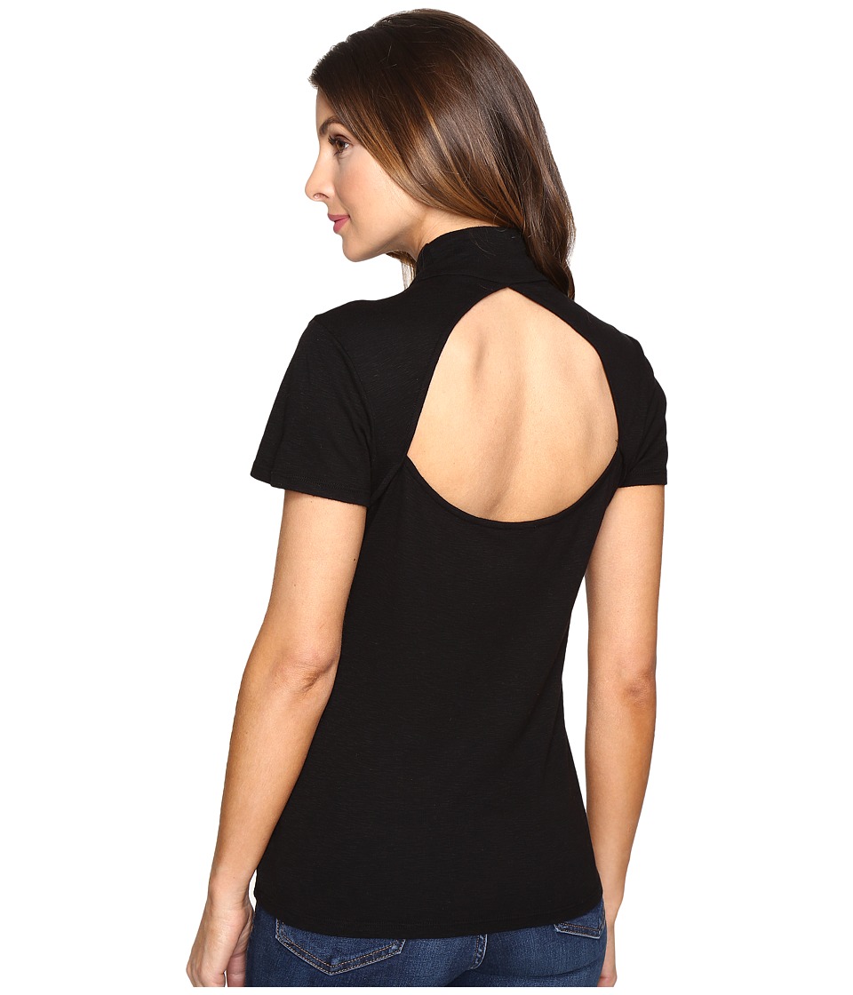 Splendid Slub 1x1 Fitted Turtleneck Tee (Black) Women