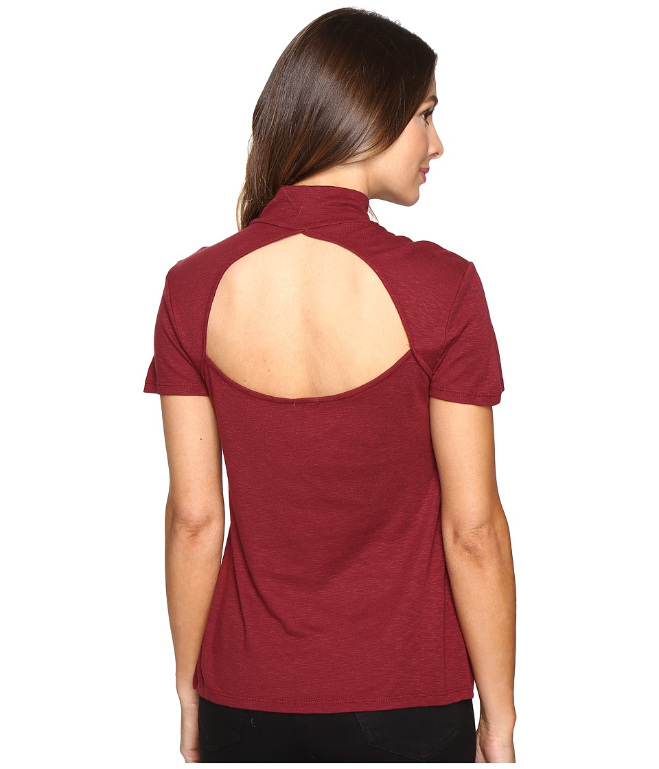 Splendid Slub 1x1 Fitted Turtleneck Tee (Maroon) Women
