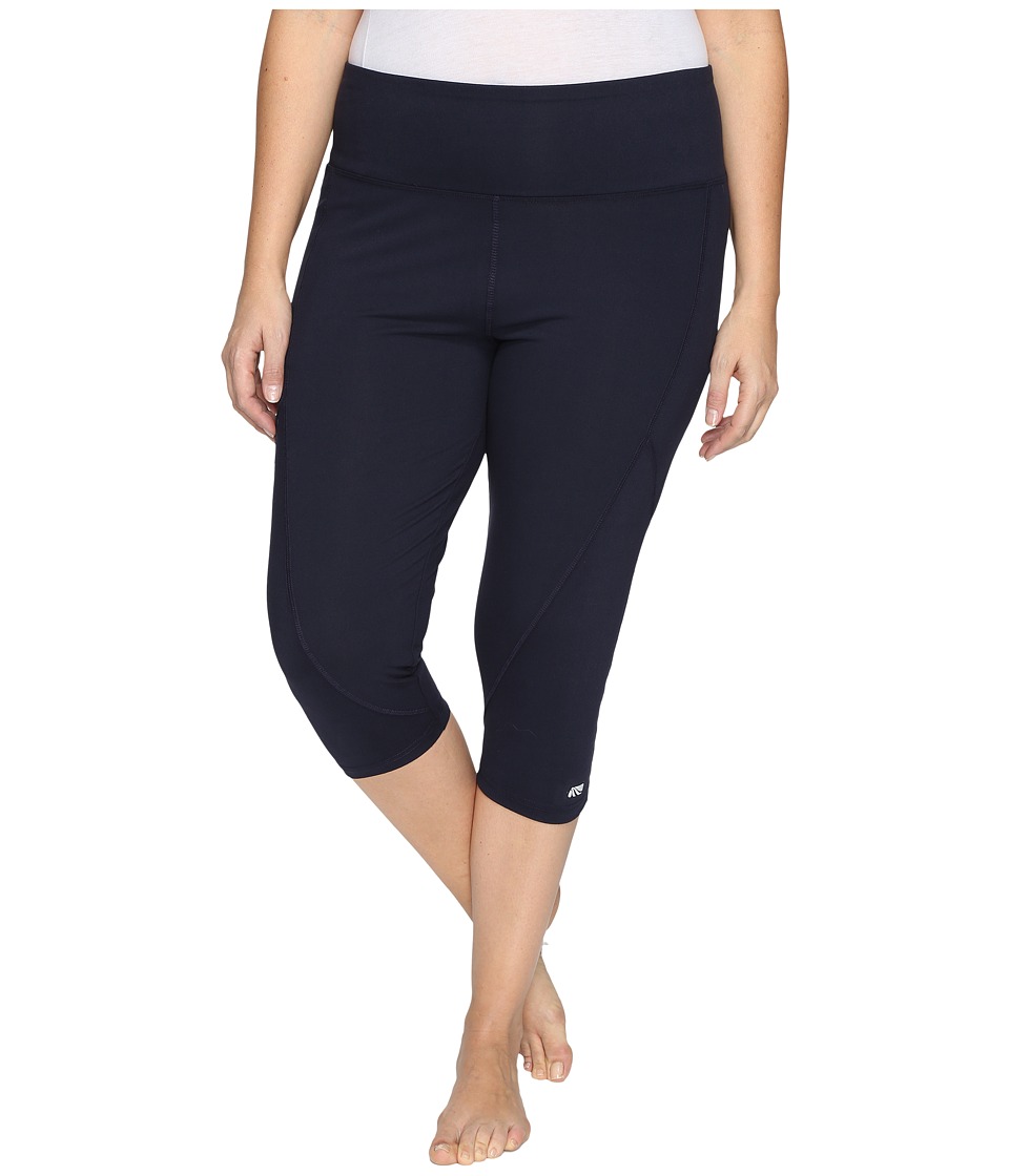 Marika Curves Plus Size Slimming High Rise Capri Leggings (Midnight) Women