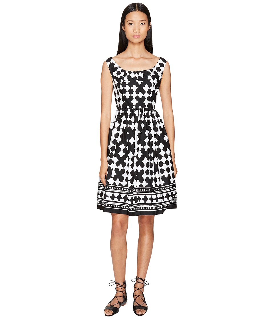 Kate Spade New York Spice Things Up Lantern Scoop Neck Dress (Black/Fresh White) Women