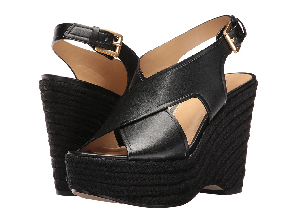 MICHAEL Michael Kors Angeline Wedge (Black Vachetta/Jute) Women