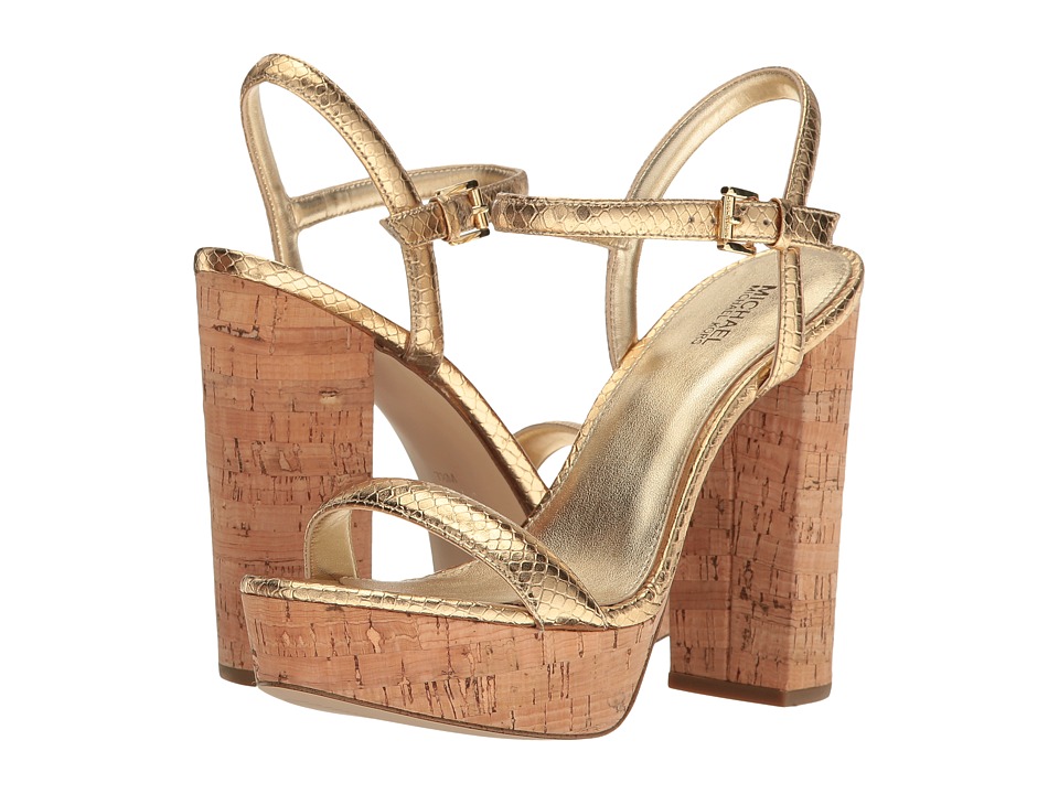 MICHAEL Michael Kors Dallas Platform (Pale Gold Metallic Snake/Cork) Women