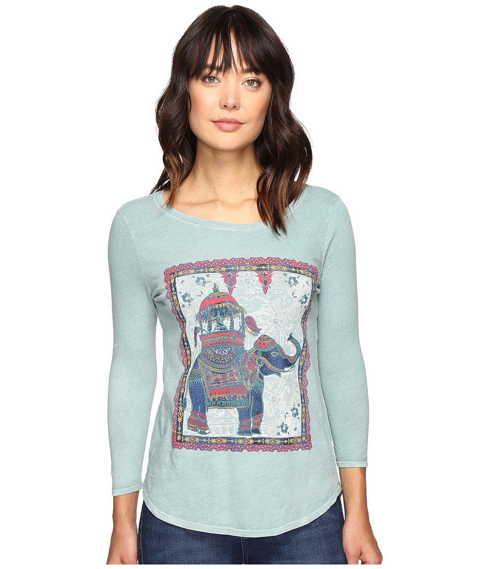 Lucky Brand Elephant Ride Tee (Silver/Blue) Women