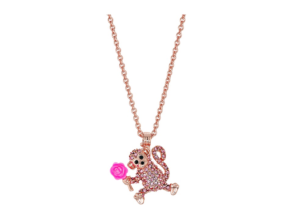 Kate Spade New York - Rambling Roses Monkey Mini Pendant Necklace (Pink Multi) Necklace