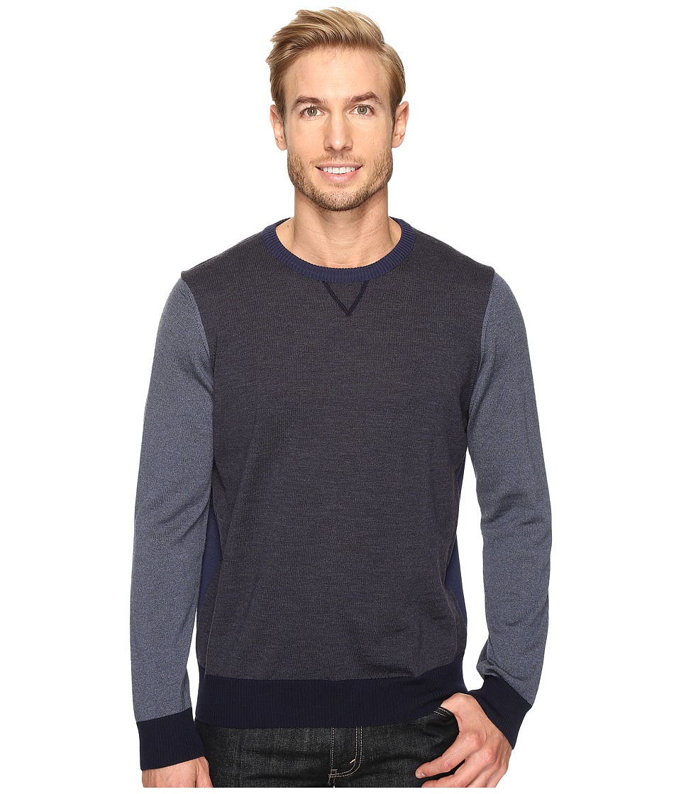 Thomas Dean & Co. Color Block Merino Crew Sweater (Blue) Men