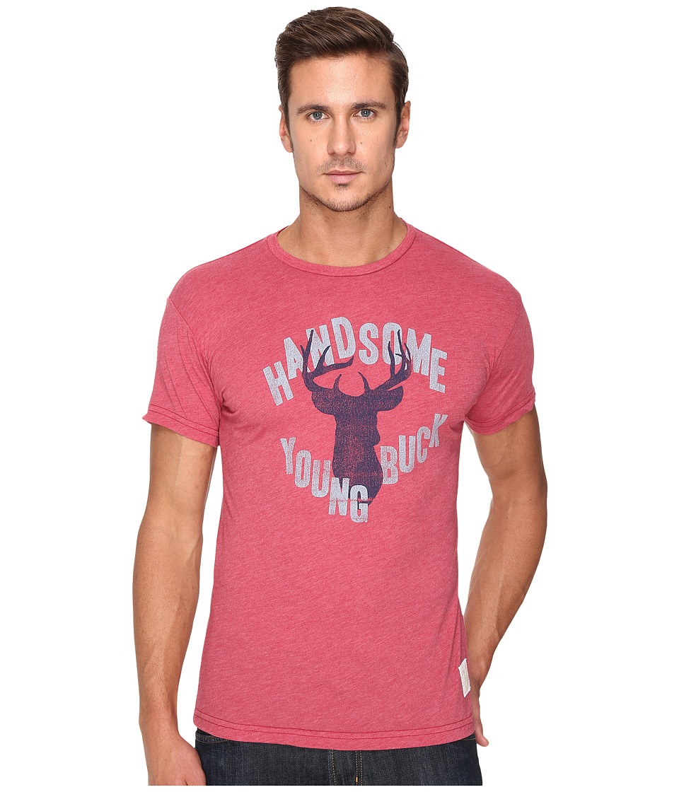 The Original Retro Brand Handsome Young Buck Short Sleeve Heather Tee (Heather Dark Red) Men