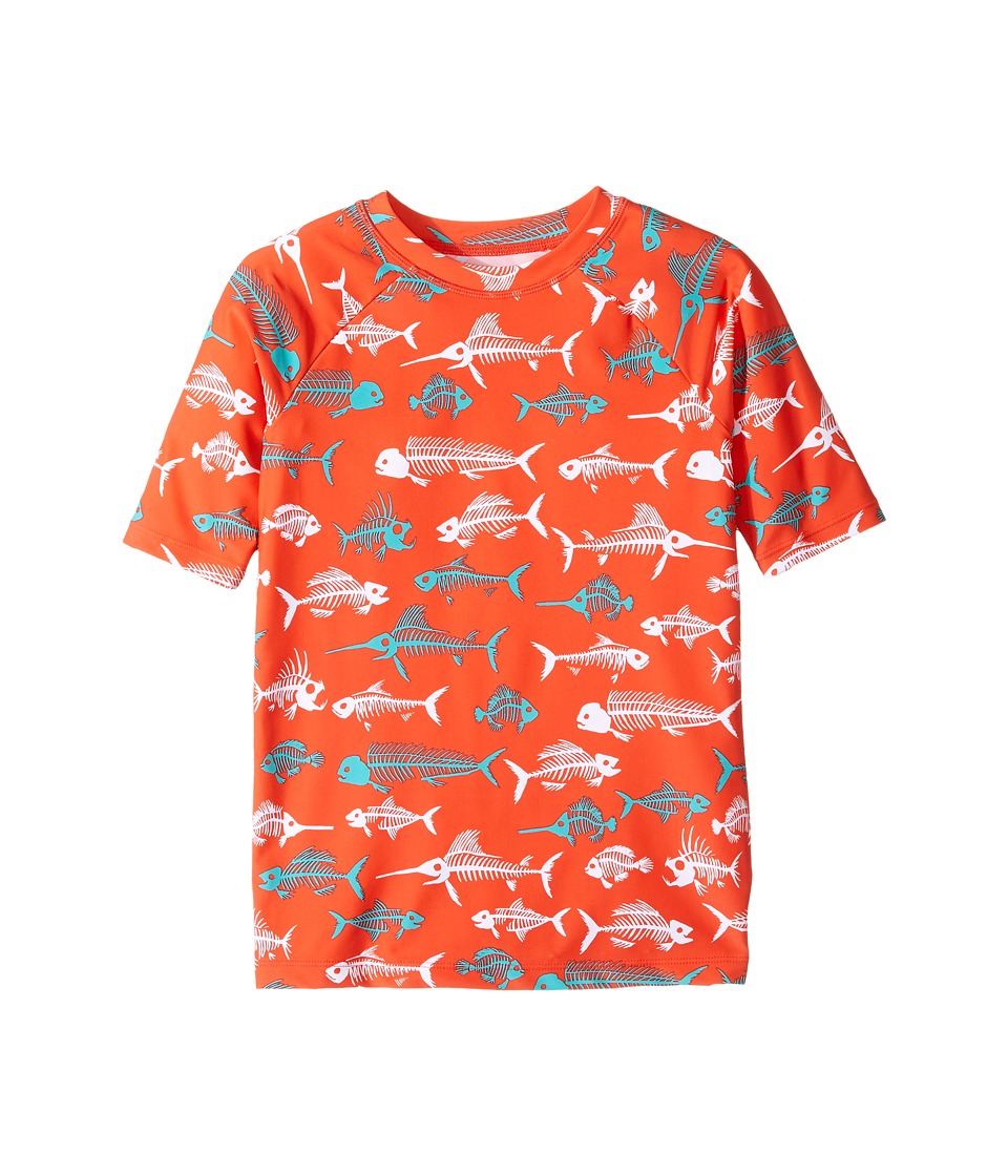 Hatley Kids Fish Bones Short Sleeve Rashguard (Toddler/Little Kids/Big Kids) (Orange) Boy
