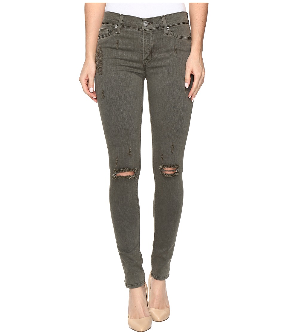 Hudson Nico Mid-Rise Super Skinny in Loden Green Destructed (Loden Green Destructed) Women