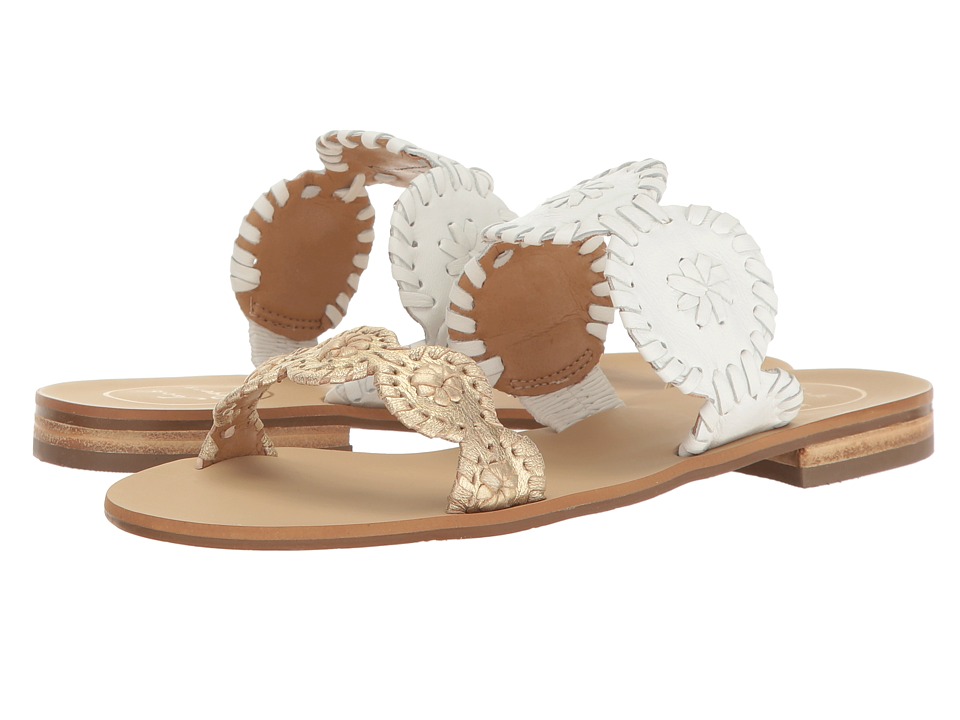 Jack Rogers Color Blocked Lauren (White/Gold) Women