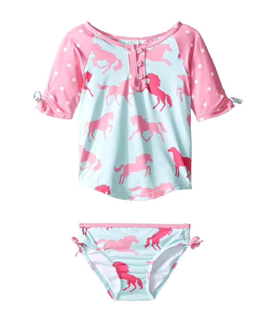 Hatley Kids Ponies Polka Dots Rashguard Set (Toddler/Little Kids/Big Kids) (Blue) Girl