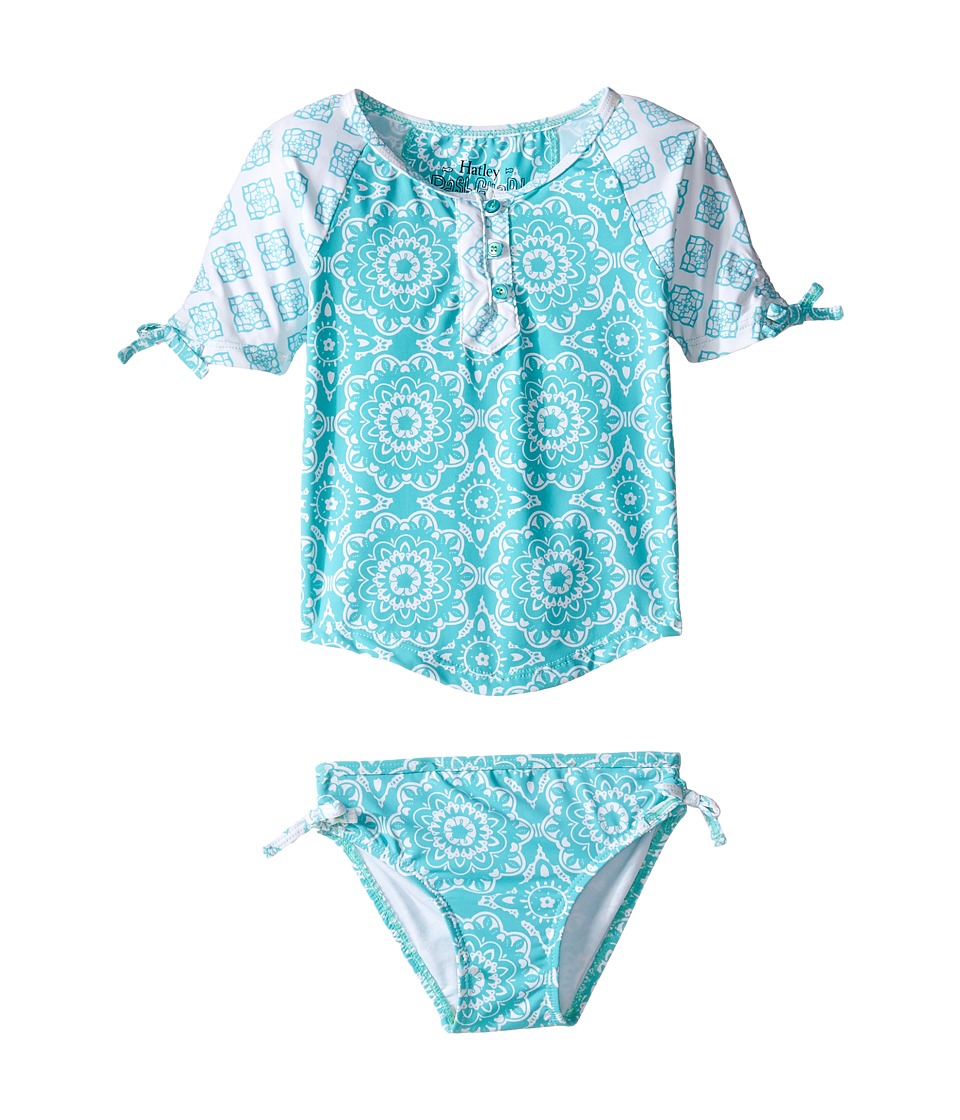 Hatley Kids Tiled Mandala Rashguard Set (Toddler/Little Kids/Big Kids) (Aqua) Girl