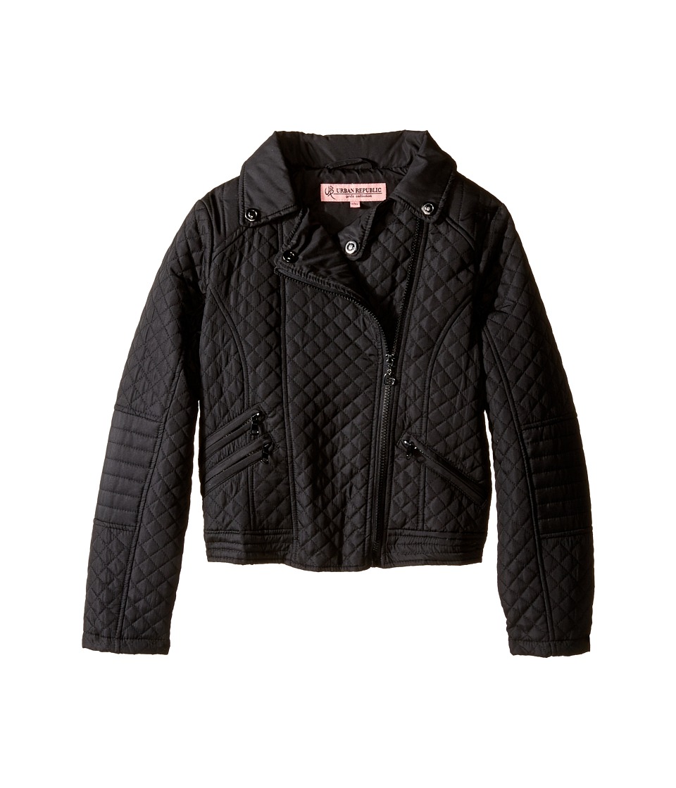 Urban Republic Kids Moto Thinfill Quilted Jacket (Little Kids/Big Kids) (Black) Girl