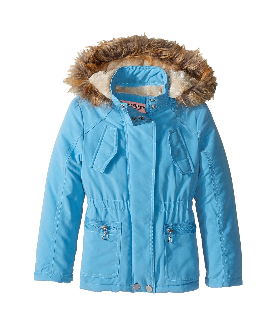 Urban Republic Kids Peach-Finish Microfiber Jacket w/ Detachable Faux Fur Hood (Little Kids/Big Kids) (Dolphin) Girl