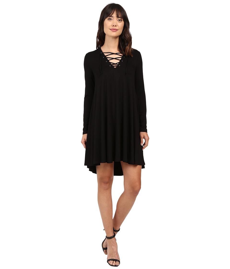 Karen Kane Lace-Up Maggie Trapeze Dress (Black) Women