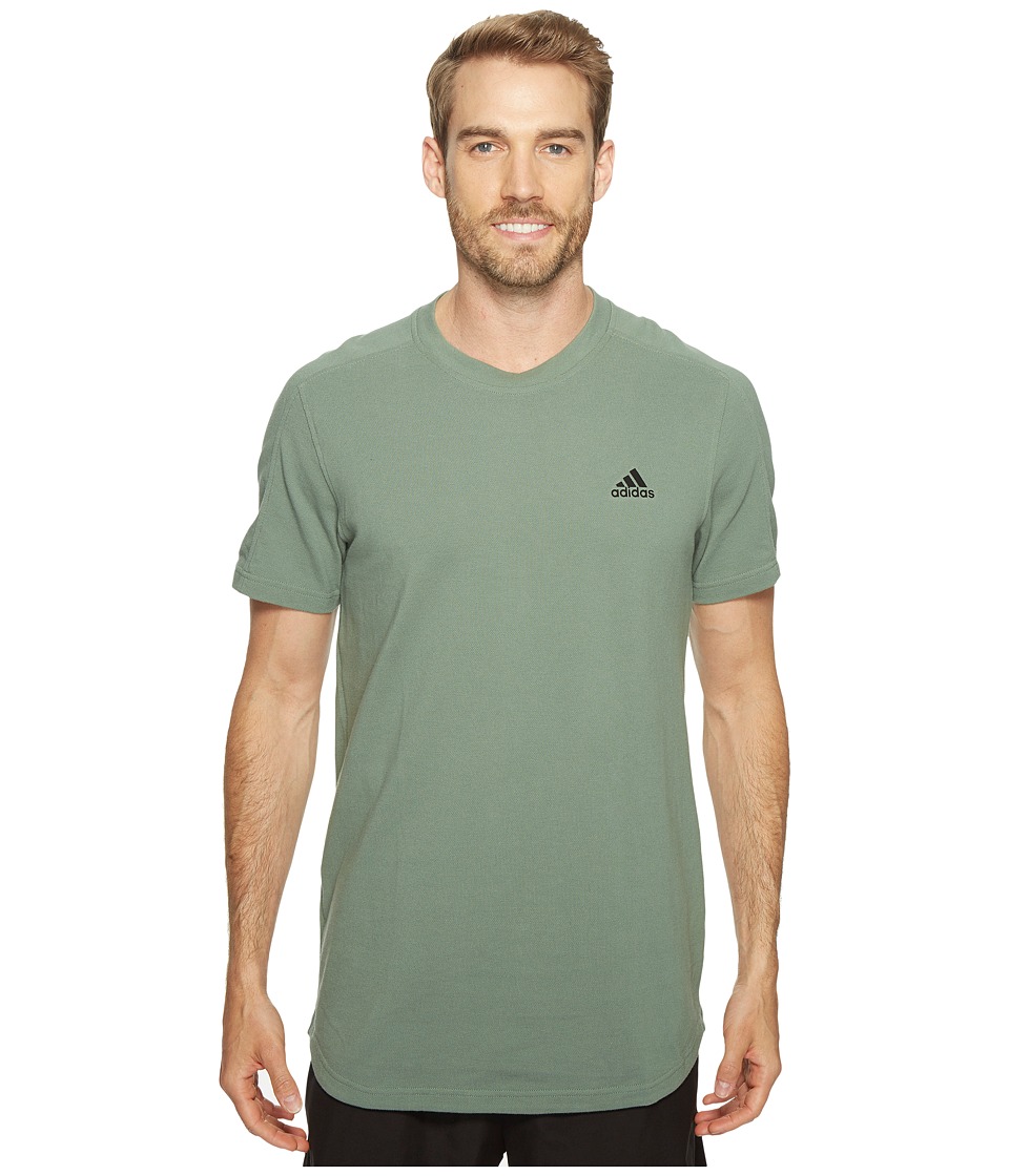 adidas Essentials Heathered Piqu Tee (Trace Green) Men