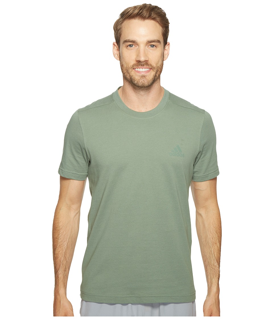 adidas Essentials Droptail 3-Stripes Tee (Trace Green/Trace Green) Men