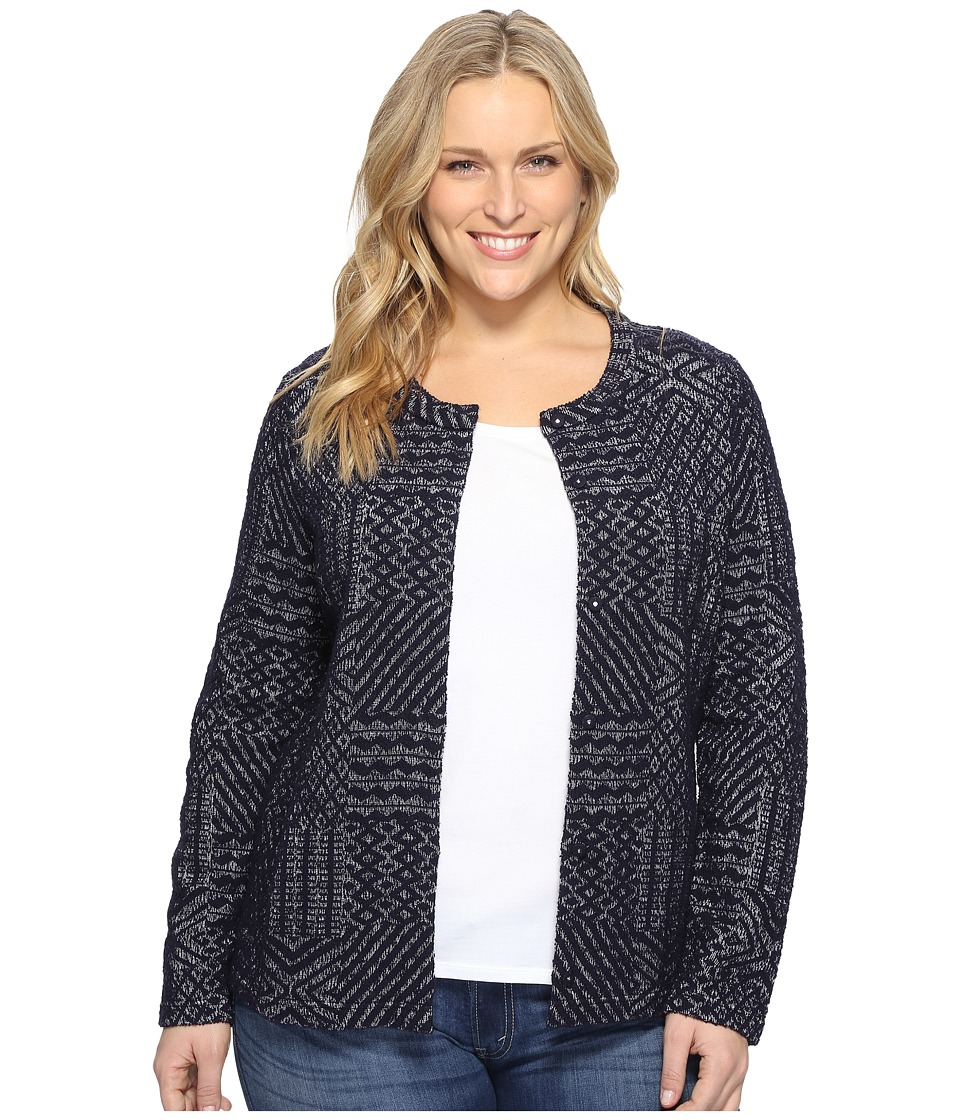 Lucky Brand Plus Size Jacquard Sweater (Blue Multi) Women