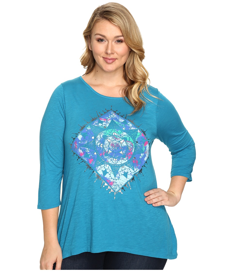 Lucky Brand Plus Size Mandala Watercolor Tee (Turkish Tile) Women