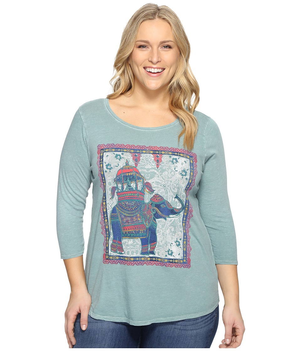 Lucky Brand Plus Size Elephant Ride Tee (Silver Blue) Women