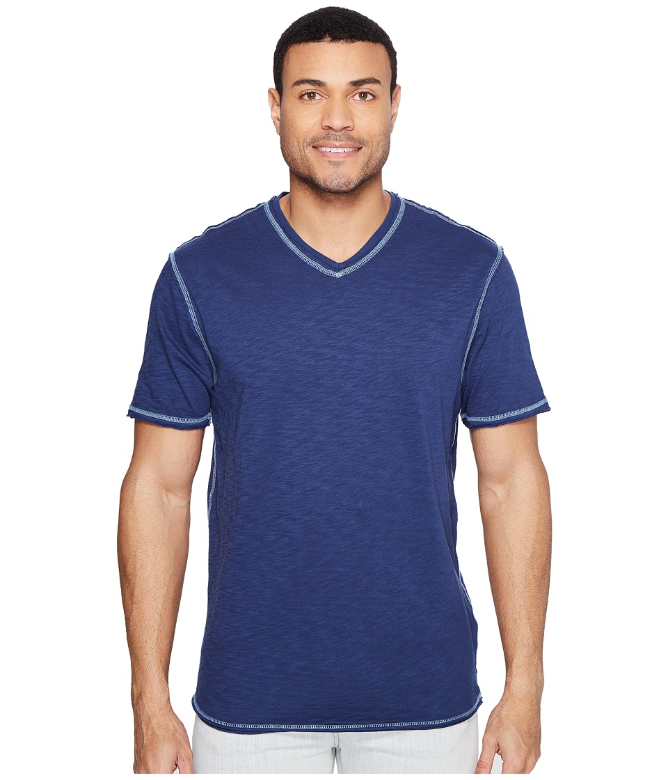 True Grit Heritage Slub Short Sleeve V-Neck Tee w/ Contrast Stitch (Coastal Blue) Men