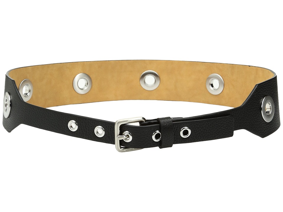 MICHAEL Michael Kors 50mm Tapered Pebble Belt with All Over Grommets (Black) Women