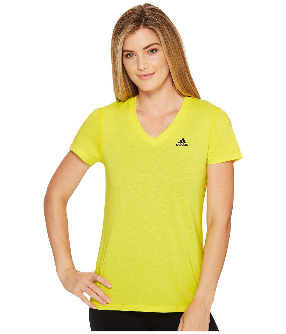 adidas Ultimate V-Neck Tee (Bright Yellow/Black) Women