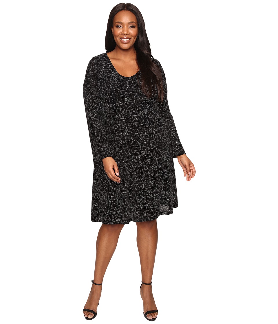 Karen Kane Plus Plus Size Diamond Dust Taylor Dress (Black/Silver) Women