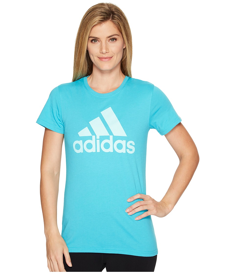 adidas Badge Of Sport Logo Tee (Energy Blue/Clear Aqua) Women